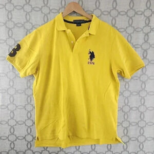 U.S. Polo ASSN Short Sleeve Yellow Polo Shirt Men's L